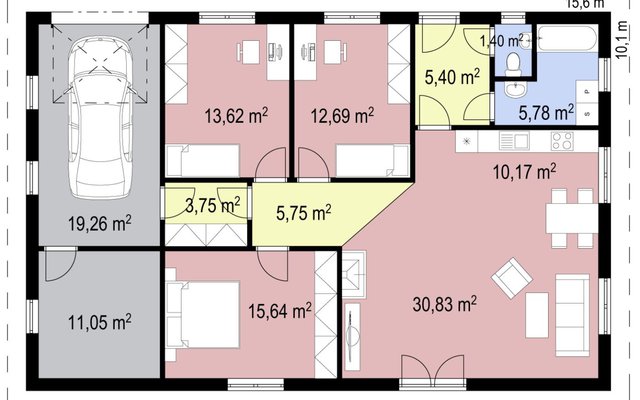 Projekt rodinného domu | Bungalov 5B