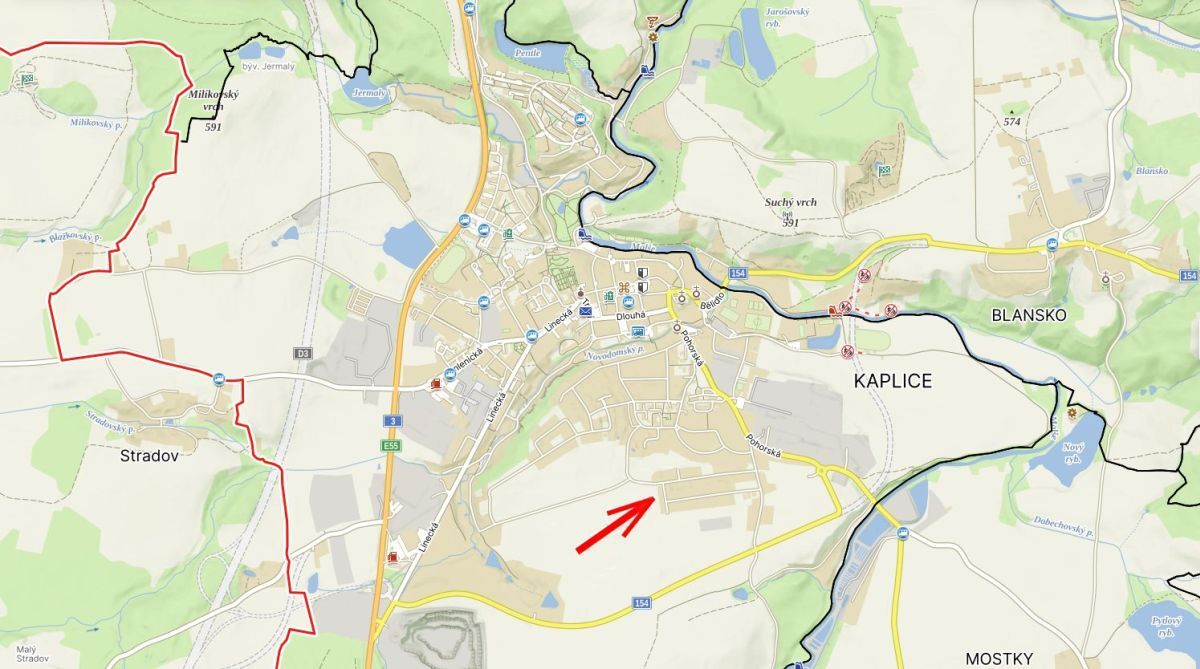 Slunečný vrch na mapě (Zdroj: mapy.cz)